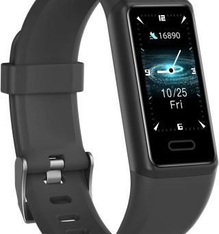 Fitness Tracker, Fitness Watches for Women Men Pedometer Watch with 24/7 Heart Rate Monitor Sleep Tracker Step/Calorie Counter Stopwatch IP68 Waterproof Activity Trackers (Dark Black)